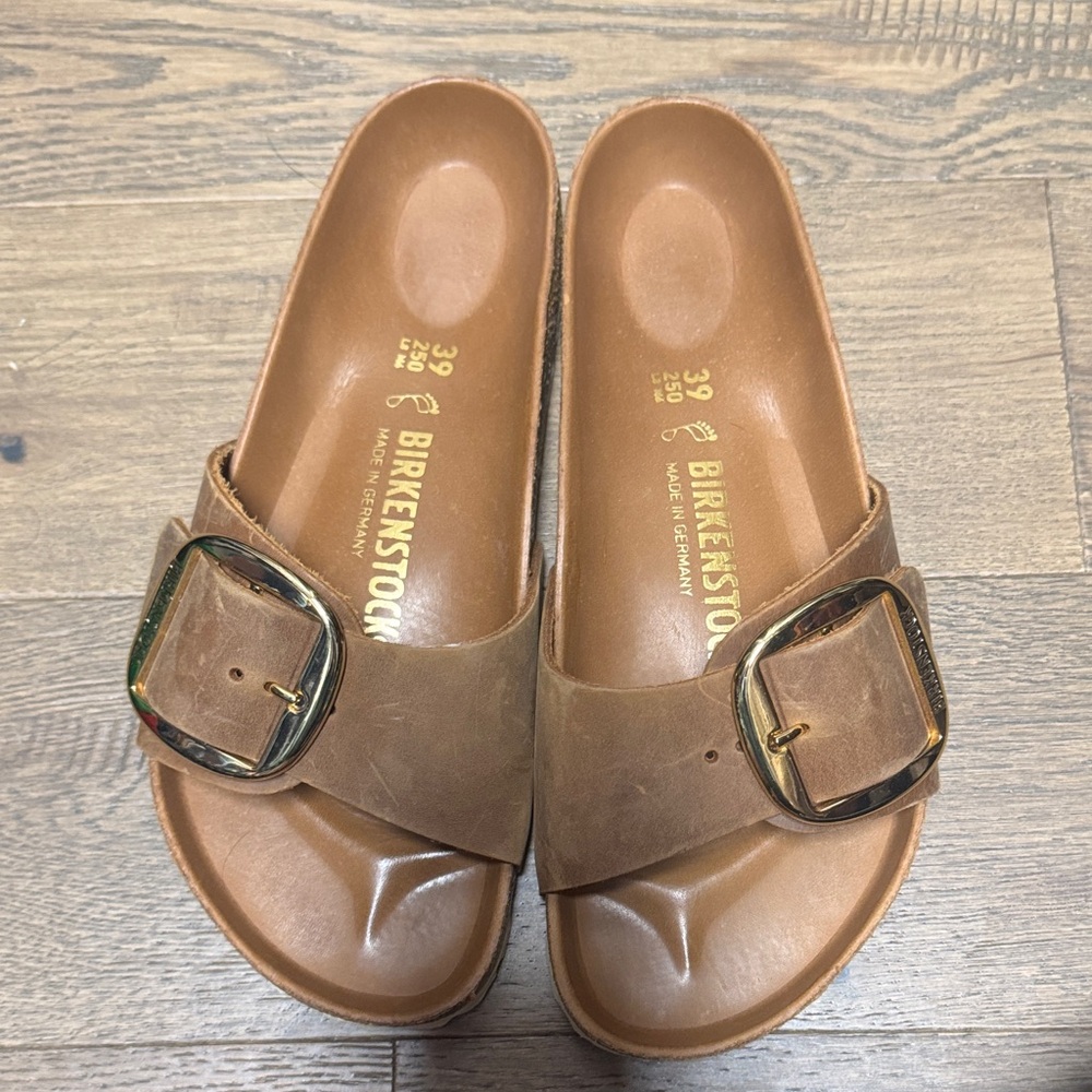 Birkenstock Madrid Sandals with Gold Buckle